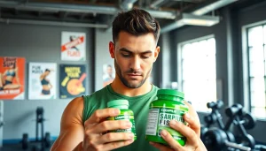 Reviewing Steroidify reviews among fitness supplements in a bright gym setting.
