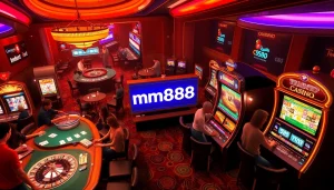 Experience ultimate gaming excitement with mm888 at a lively casino table.