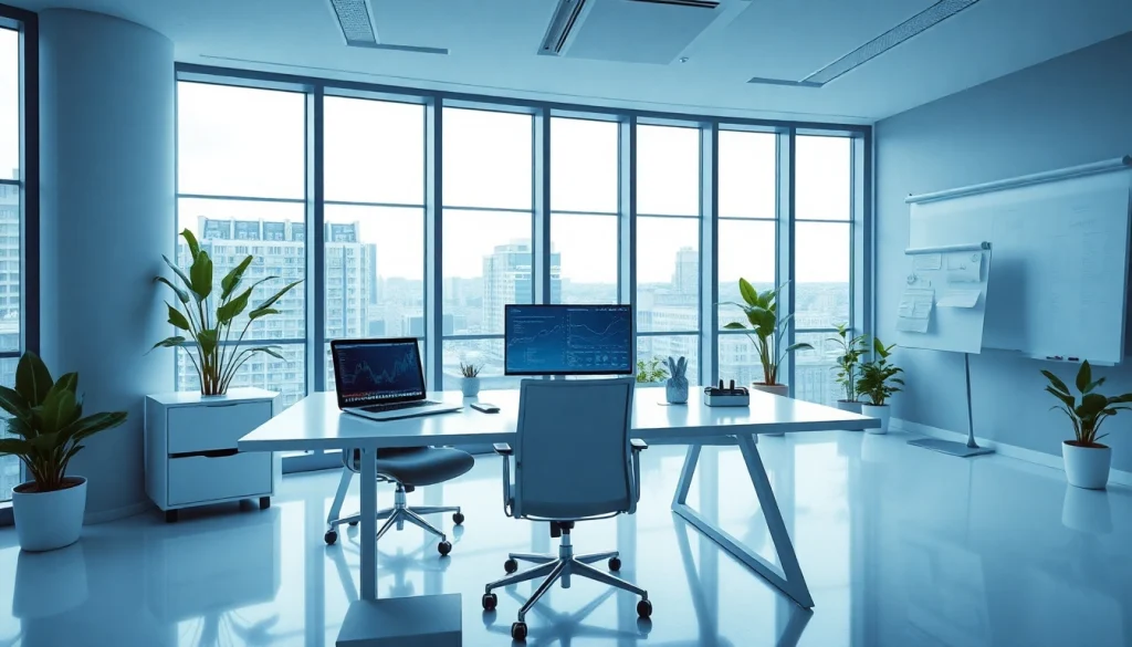 Innovative workspace showcasing techeslabs.wiki with modern gadgets and data analytics.