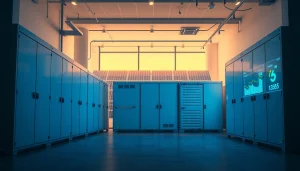 Innovative commercial storage solution integrating solar energy technology for efficient space management.