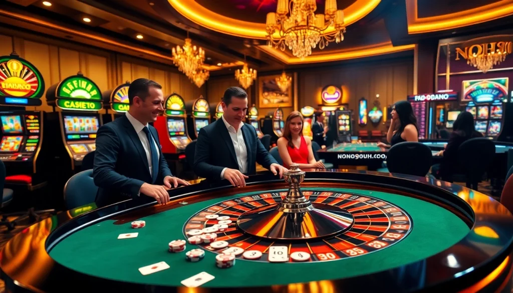 Experience thrilling gameplay at NOHU90 with vibrant casino tables and engaging digital interfaces.