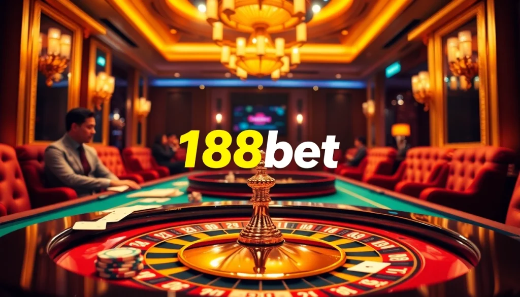 Experience the thrill of 188bet nhà cái at an exciting casino table with colorful chips and cards.