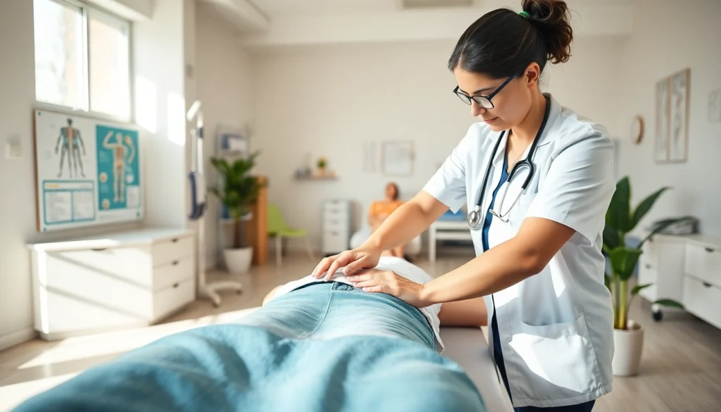 Griesbach physiotherapy session with a professional therapist assisting a patient in recovery.