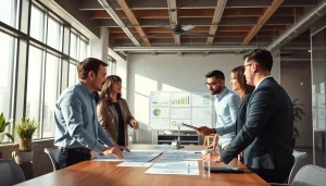 Agency professionals collaborating effectively in a modern workspace environment.