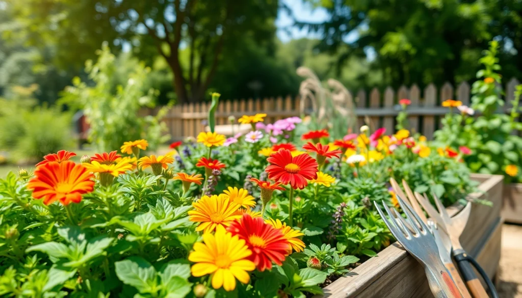 Enhance your Gardening skills with various plants thriving in a colorful garden setting.