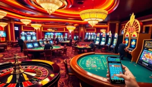 Gamblers enjoying vibrant gaming action at W88 casino with roulette, poker, and slot machines.