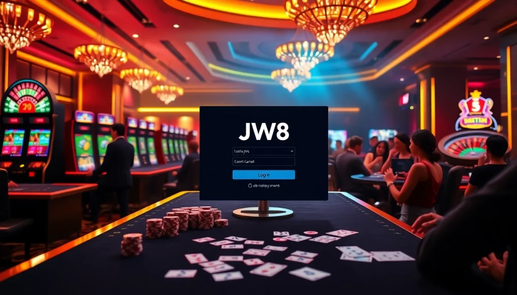 Experience the JW8 login excitement with vibrant casino visuals and engaging gameplay elements.