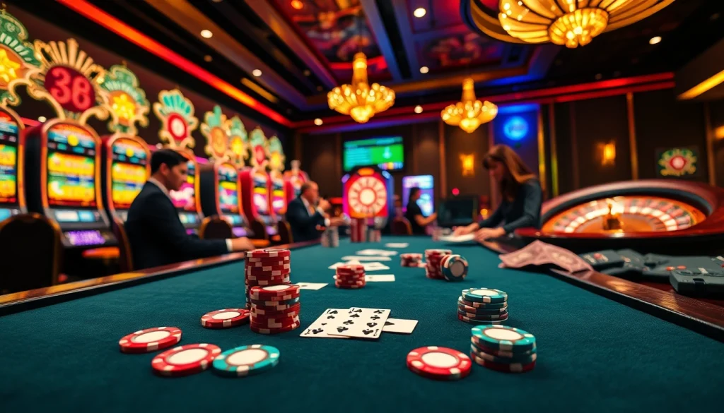 Experience the excitement of the VMAX game with high-stakes poker chips and elegant tables.