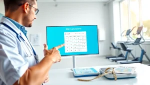 Engage with the bmi calculator on a modern health screen, showcasing health metrics interactively.