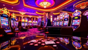 Play thrilling games on the slot server kamboja no 1, featuring vibrant slot machines and engaging casino atmosphere.