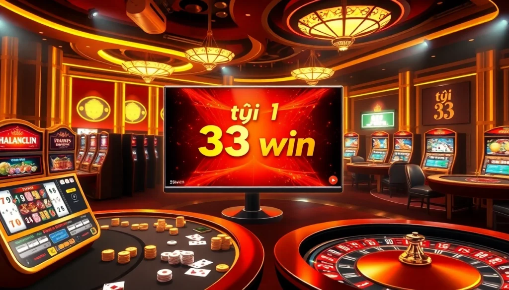 Experience the thrill of tải 33win as players engage with vibrant casino games, showcasing the excitement of online gambling.