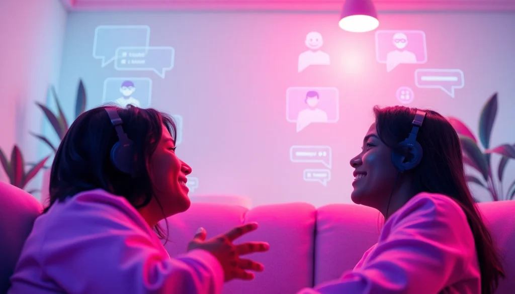 Engaging scene of a user in AI sex chat free interaction with a lifelike character on a modern interface.