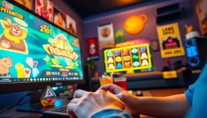 Menampilkan petanitoto slot game di perangkat komputer dalam atmosfer bermain yang ceria.