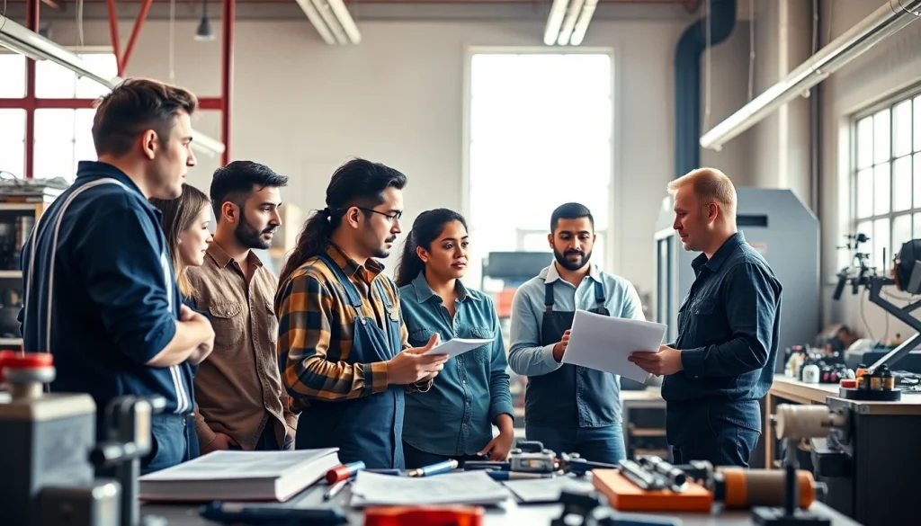 Engaged students learning at trade schools in southern California, demonstrating hands-on skills in a vibrant environment.