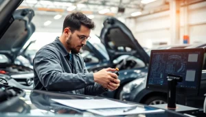 Assessing automotive fuses at https://bezpieczniki24.pl in a bright workshop setting.