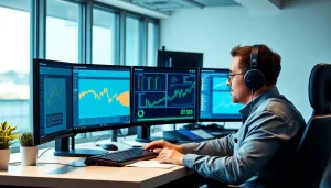 Truck Dispatch Services featuring a dispatcher managing freight loads in a modern office setting.