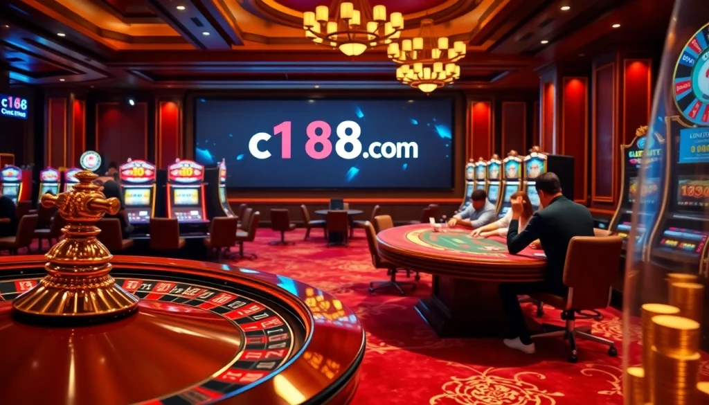 C168 com is a vibrant digital casino scene showcasing engaging roulette, poker, and high-stakes excitement.