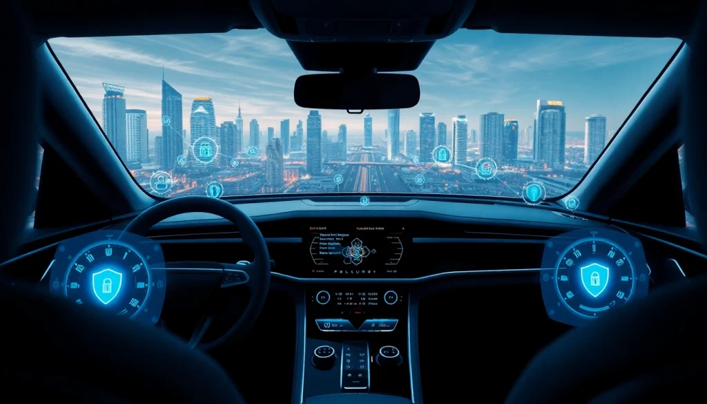 Interactive high-tech dashboard featuring cybersecurity icons at https://car-hack-world.com.