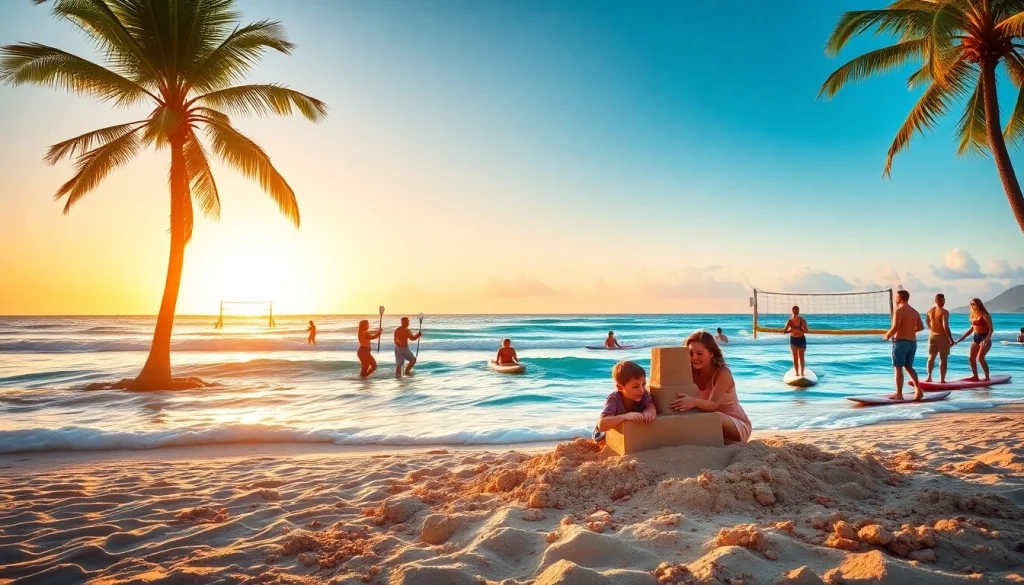 Engaging travel scene showcasing interactions at http://datanisle.com on a vibrant beach at sunset.