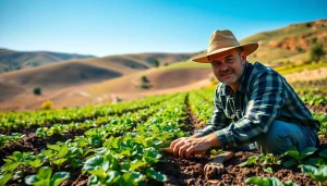 Petani toto bekerja di ladang subur, menyiapkan tanah untuk ditanami bibit baru.