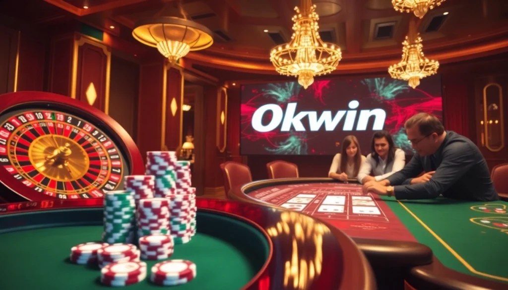 Okwin players enjoy a luxurious casino experience with poker, roulette, and online gambling excitement.