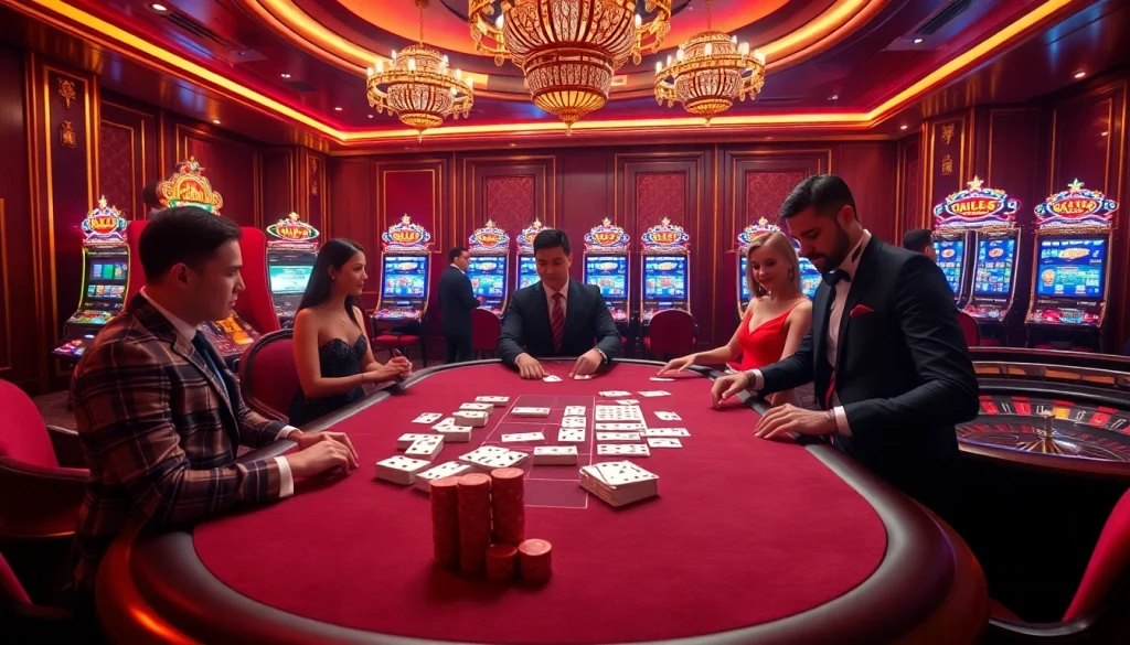 Exciting poker action at go8 casino with vibrant chips, cards, and a roulette wheel.