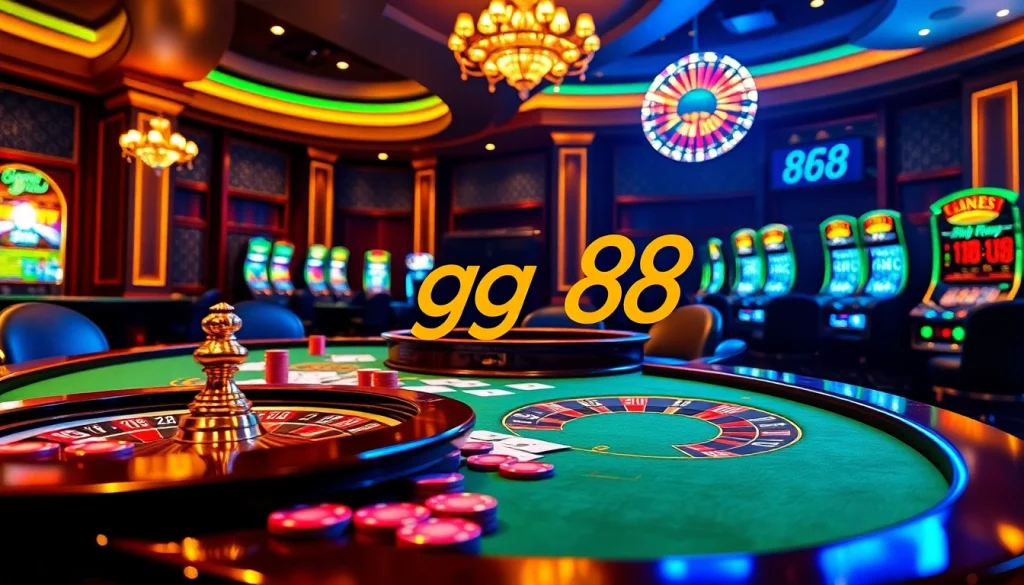 Experience exciting betting moments at GG 88 with vibrant poker chips and a live dealer.