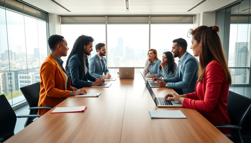 Engaging business meeting scene highlighting professional discussions about Business strategies.