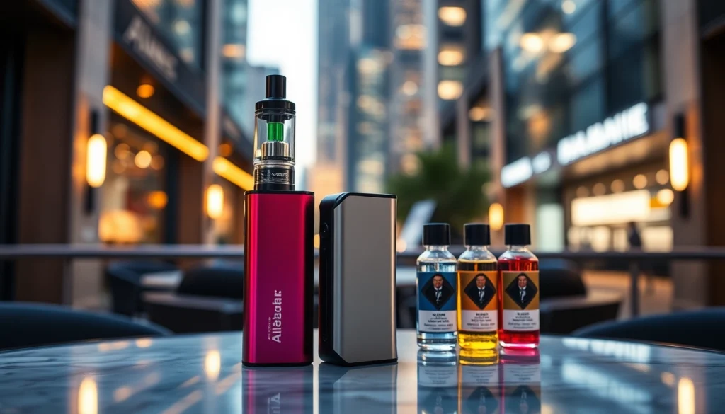 Showcase Alibarbar vape device highlighting its modern design and vibrant flavors on a stylish table.