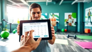 Calculate your metabolic age with an advanced metabolic age calculator in an energetic gym setting.
