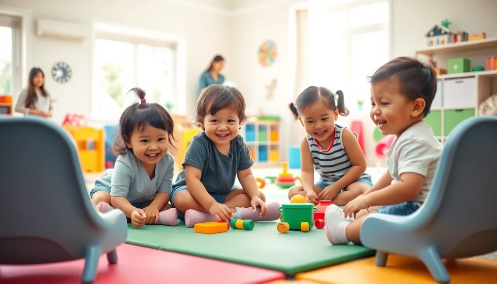 Children engaged in play at https://juniorsjunction.com showcasing a nurturing daycare environment.
