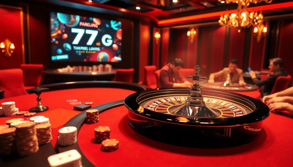 Experience the thrill of gambling with 777g Login as players engage at a vibrant casino table.