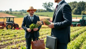 Lawyer advising on agricultural law, showcasing a professional farmer consultation.
