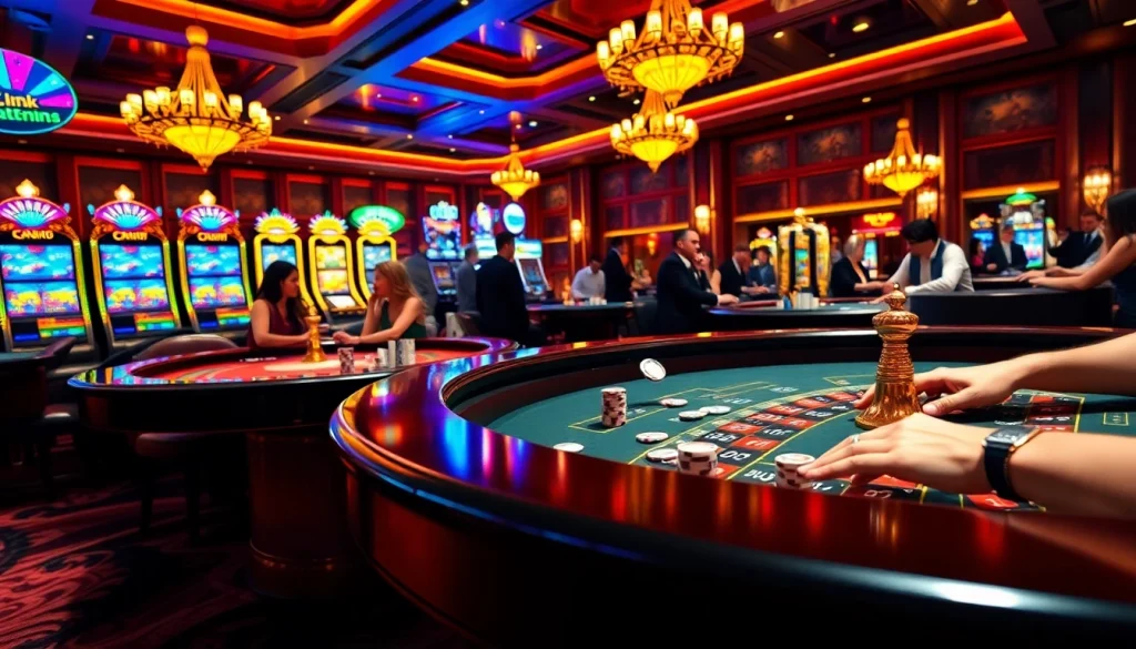 Experience the thrill of link 789club with engaging players and colorful casino tables.
