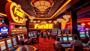 Players enjoying the excitement of casino games at Fun88 in a luxurious gaming environment.
