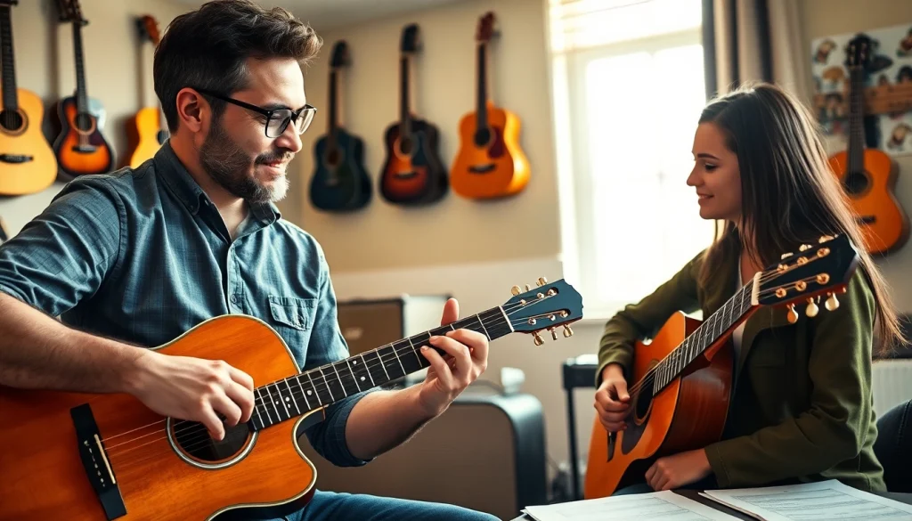 Learn guitar with guidance from a professional at https://guitarlessons.co.uk in a cozy studio setting.