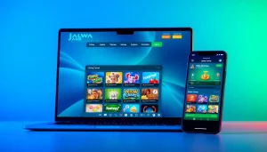 Engaging interface of jalva game displayed on laptop and smartphone, highlighting its browser accessibility