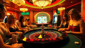 Experience the thrill of gambling as players engage with immersive visuals of porn ai at a luxurious casino.