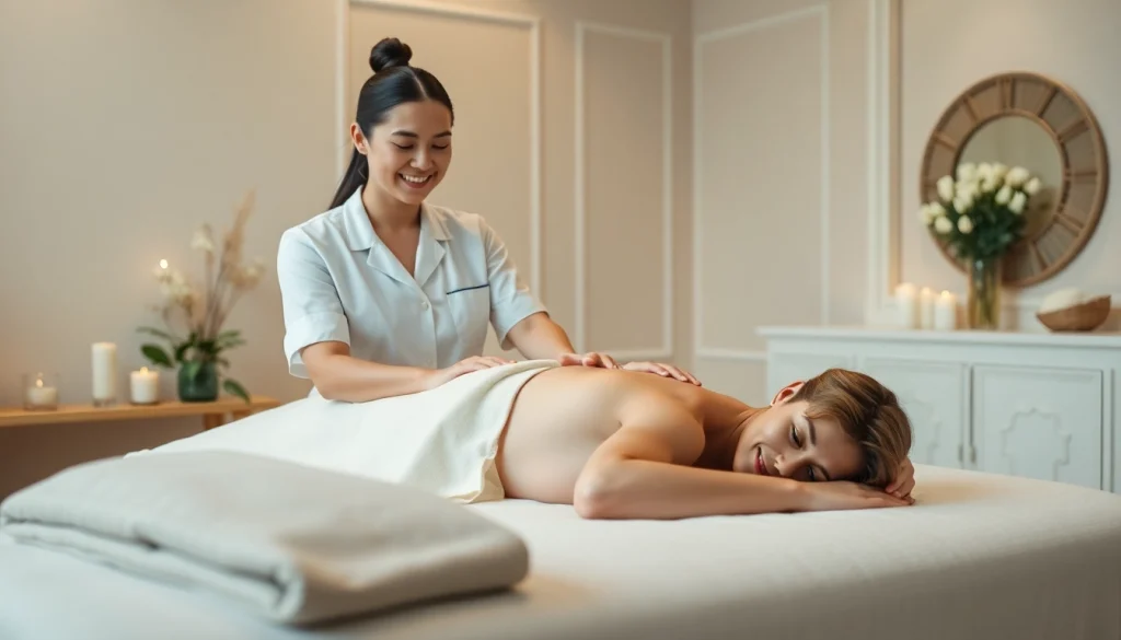 출장안마 service in a serene setting with a professional therapist and calming atmosphere.