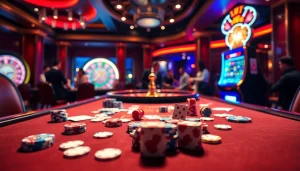 Engaging players at https://nk88.sa.com/ experience the thrill of poker and roulette in a luxurious casino setting.
