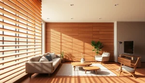 Enhance interiors with wood slats in a stylish modern living space.