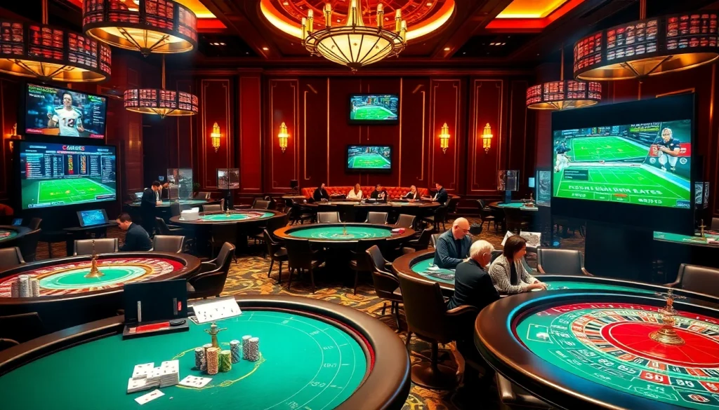 Engage with kết quả bóng đá hôm nay at a vibrant casino, showcasing thrilling gaming action and live updates.
