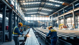 Experience structural steel fabrication in action with skilled workers and impressive machinery.