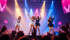 BLACKPINK news highlights the K-pop group's dynamic performance at a live concert.