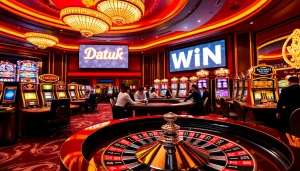 Rasakan sensasi Datuk Win di kasino kelas atas dengan meja yang berwarna-warni dan kegembiraan permainan.