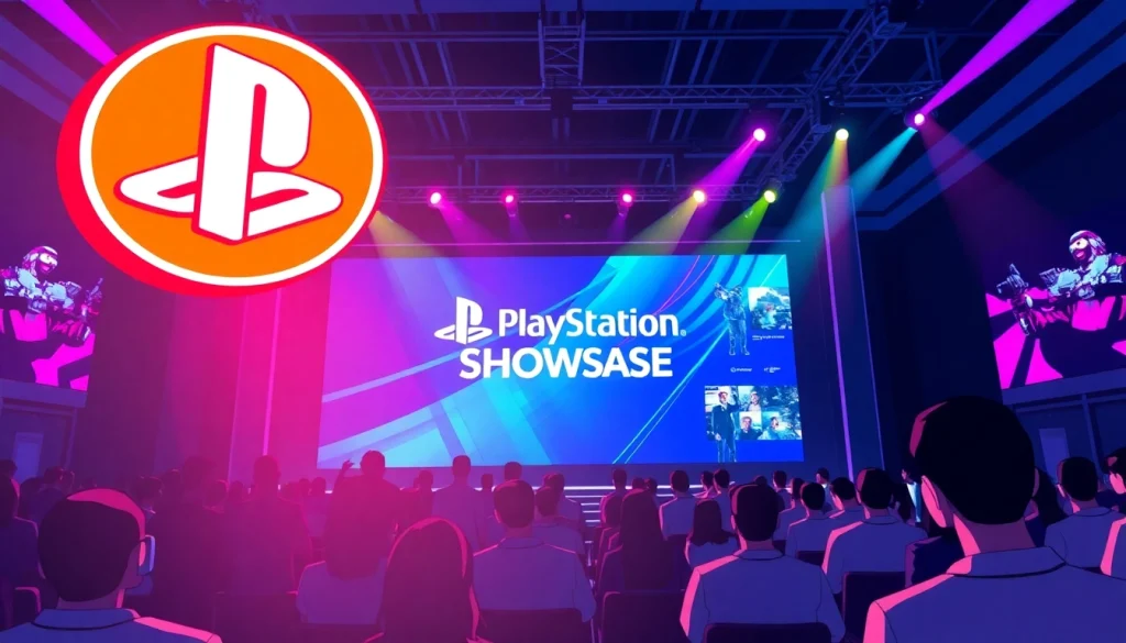 Exciting PlayStation Showcase 2026 news, featuring vibrant stage designs and eager audiences in a gaming event.