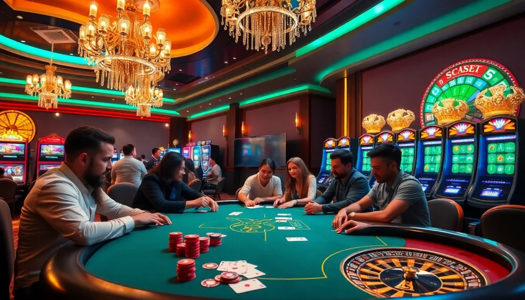 Experience the thrill of a casino scene with sc88 poker action and vibrant game elements.