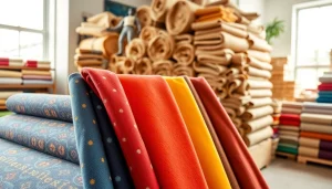 Tricot stof kopen van hoogwaardige kwaliteit in een gezellige stoffenwinkel met kleurrijke rollen.