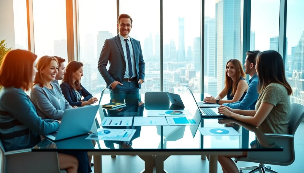 Exploring founder leadership insights through a dynamic team discussion in a modern office.