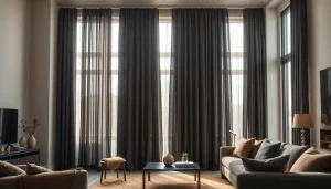 Verduisterende gordijnen in een stijlvolle woonkamer met elegant decor en natuurlijke verlichting.